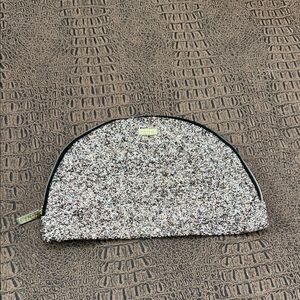 Tarte Glitter Makeup Bag Cosmetic Pouch Zip Travel Case Silver Gold Sparkle